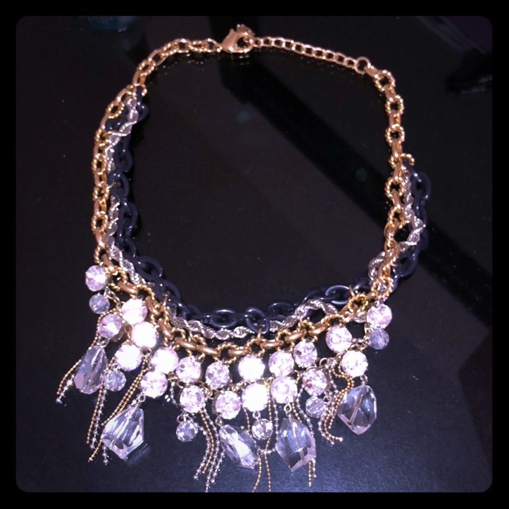 Rhinestone statement chain necklace